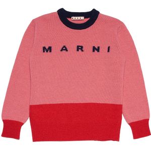 Marni Blouse - Wol - Koraal/Rood m. Navy - Marni - 4 jaar (104) - Shirts