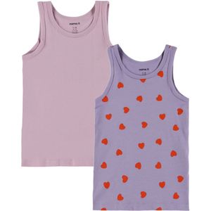 Name It Onderhemden - Noos - 2-pack - NmfTank - Lavender Hearts - Name It - 3 jaar (98) - Onderhemd