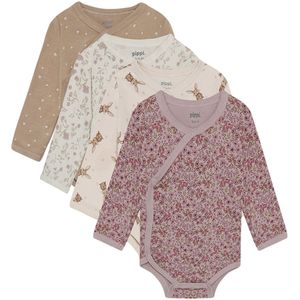 Pippi Baby Wikkel Rompers l/s - 4-pack - Violet Ice - Pippi Baby - 50 - Romper L/S