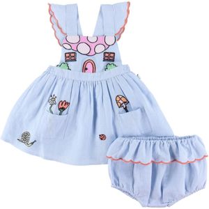 Stella McCartney Kids Spencer m. Bloomers - Lichtblauw m. Borduu - Stella McCartney Kids - 24 mnd - Jurk