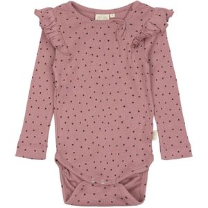 Petit Piao Romper l/s - Rib - Modaal - Nostalgisch Rose/Koffie - Petit Piao - 68 - Romper L/S