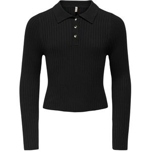 Kids Only Polo - Rib - Gebreid - KogMila - Black/Gold Knop - Kids Only - 9-10 jaar (134-140) - Polo