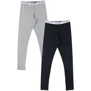 Calvin Klein Leggings - 2-pack - Grijs Gevlekt/Zwart - Calvin Klein - 10-12 jaar (140-152) - Leggings