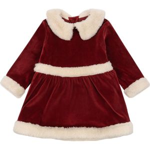 Konges Sløjd Jurk - Fluweel - Kerstmis - Rood Dahlia - Konges Sløjd - 9-12 mnd - Jurk