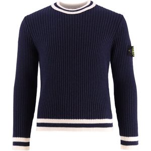 Stone Island Blouse - Wol/Viscose - Navy m. Wit - Stone Island - 10 jaar (140) - Shirts