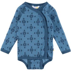 Joha Wikkelromper l/s - Wol/Katoen - Blauw m. Sneeuwvlokken - Joha - 40 - Romper L/S
