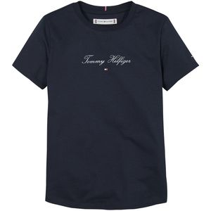 Tommy Hilfiger T-Shirt - Script Slim - Dark Nacht Navy - Tommy Hilfiger - 10 jaar (140) - T-Shirts
