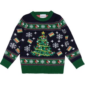 Jule-Sweaters Blouse - Kerstboom - Navy/Groen - Jule-Sweater - 1-2 jaar (80-92) - Shirts