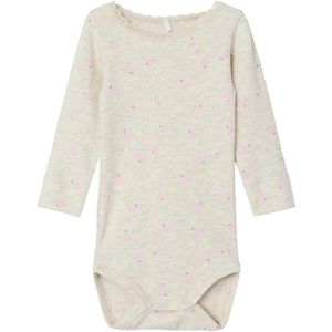 Name It Romper L/æ - Rib - NbfDabua - Peyote Melange m. Aardbei - Name It - 56 - Romper L/S