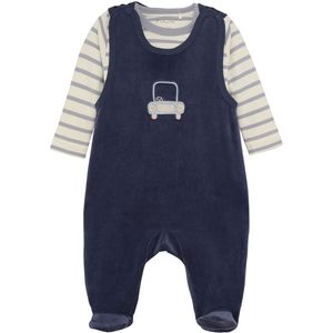 Fixoni Romper m. Voetjes m. Romper l/s - Fluweel - Indigo Blue - Fixoni - 44 - Boxpak