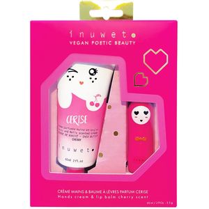 Inuwet Cadeauset - Handcrème/lippenbalsem - Wiz - Cherry - Inuwet - OneSize - Verzorgingsproducten