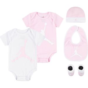 Jordan Cadeaubox - 5 Onderdelen - Roze/Wit - Jordan - 0-6 mnd - Romper S/S