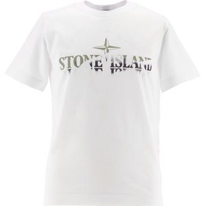 Stone Island T-Shirt - Wit m. Print - Stone Island - 8 jaar (128) - T-Shirts