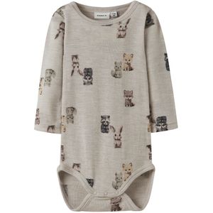 Merino Wol - Romper - Lange Mouwen - Ribgebreid - Verticaal Gestreept Patroon