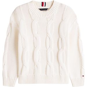Tommy Hilfiger Blouse - Gebreid - Kabel - Ivory Zijde/White - Tommy Hilfiger - 8 jaar (128) - Shirts