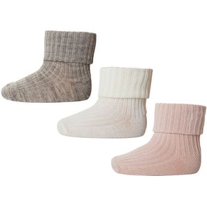 MP Sokken - 3-pack - Wol - Rib - Light Brown Gemeleerd - MP - 17/18 - Sokken