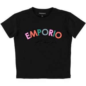 Emporio Armani T-Shirt - Zwart m. Glitter/Patches - Emporio Armani - 6 jaar (116) - T-Shirts