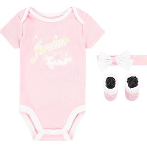 Jordan Cadeaubox - Kruipschoenen/Muts/Romper s/s - Roze/Wit - Jordan - 6-12 mnd - Romper S/S