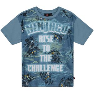 LEGO® Ninjago T-Shirt - LwTaffy 308 - Mat Blauw m. Print - LEGO® Wear - 4 jaar (104) - T-Shirts