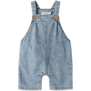 Tuinbroek - Denim - Slijtageplekken - Knoop Detail - Loose Fit