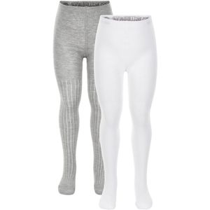 Minymo Panty's - 2-pack - Wit/Grijs - Minymo - 56/62 - Panty's
