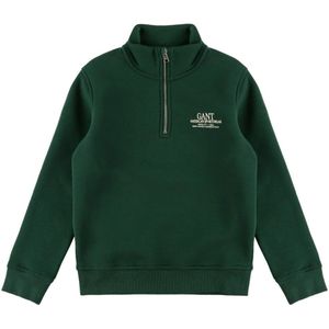 GANT Sweatshirt - Grafisch - Halve rits - Tartan Green - GANT - 9-10 jaar (134-140) - Sweatshirt