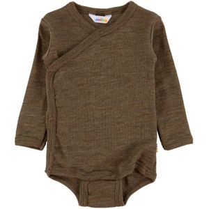 Joha Wikkelromper l/s - Wol/Zijde - Bruin Gevlekt - Joha - 40 - Romper L/S