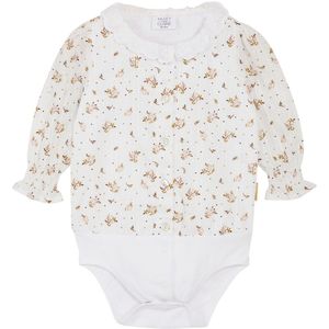 Hust and Claire Hemdromper L/æ - Bernadette - Sugar m. Bloemen - Hust and Claire - 1½ jaar (86) - Romper L/S
