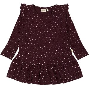 Petit Piao Jurk - Rib - Modaal - Dark Grape m. Harten - Petit Piao - 1 jaar (80) - Jurk