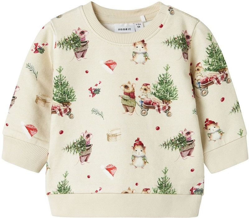 Sweatshirt - Kerst - Geborstelde Sweatstof - Lange Mouwen - Ronde Hals