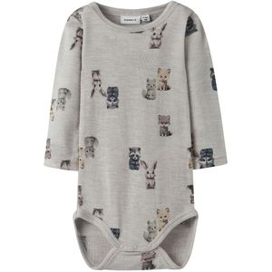 Name It Romper l/s - Wol - NbmWang - Micro Chip/Forest Animals - Name It - 50 - Romper L/S