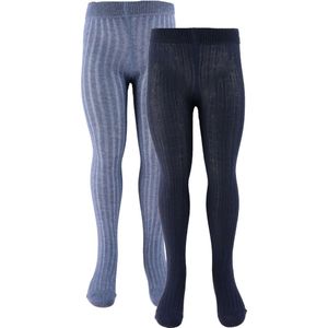 Minymo Panty's - 2-pack - Solid Rib - Marineblauw/Blauw Gevlekt - Minymo - 104/110 - Panty's