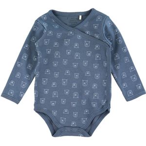 Fixoni Wikkelromper l/s - China Blue m. Beren - Fixoni - 44 - Romper L/S