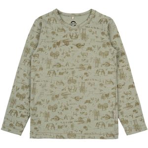 Mikk-Line Blouse - Wol/Bamboe - Desert Sage m. Print - Mikk-Line - 74 - Shirts