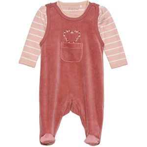 Fixoni Romper m. Voetjes m. Romper l/s - Fluweel - Verwelkt Rose - Fixoni - 44 - Boxpak