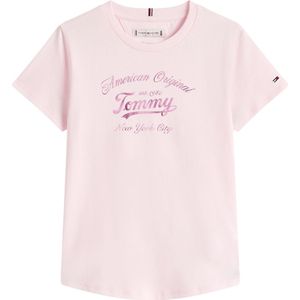 T-shirt - Light Pink - Glanzende Print - Voor Kinderen Tot 16 Jaar