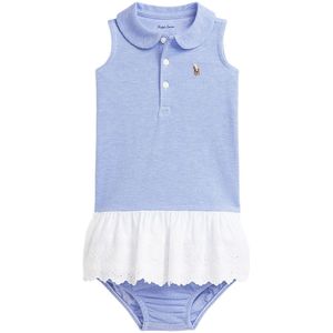Polo Ralph Lauren Jurk m. Bloomers - Blauw/Wit - Polo Ralph Lauren - 1 jaar (80) - Jurk