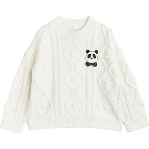 Mini Rodini Blouse - Gebreid - Offwhite m. Panda - Mini Rodini - 104/110 - Shirts