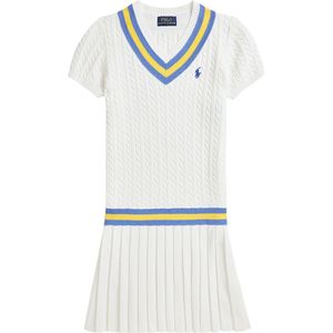 Polo Ralph Lauren Jurk - Gebreid - Wit m. Blauw - Polo Ralph Lauren - 8-10 jaar (128-140) - Jurk