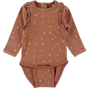 Minymo Romper l/s - Bruin m. Stippen - Minymo - 62 - Romper L/S
