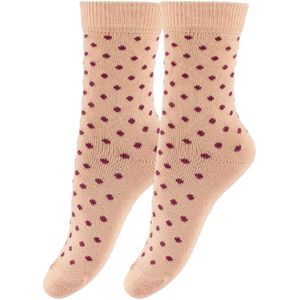 Fuzzies Sokken - 2-pack - Licht Perzik m. Bordeaux Stippen - Fuzzies - 17/19 - Sokken