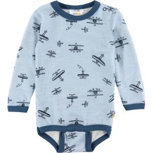 Joha Romper l/s - Wol/Bamboe - Lichtblauw m. Print - Joha - 80 - Romper L/S