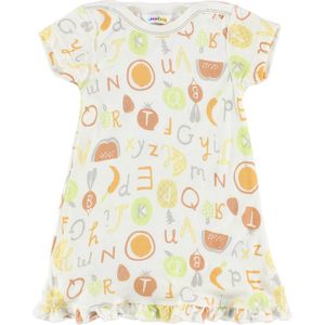 Joha Jurk - Bamboe - Wit m. Fruit/Letters - Joha - 60 - Jurk