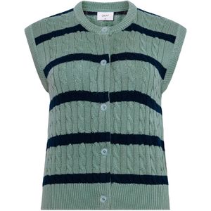 Grunt Vest - Gebreid - GrLine - Dust Green/Navy - Grunt - 8 jaar (128) - Vest