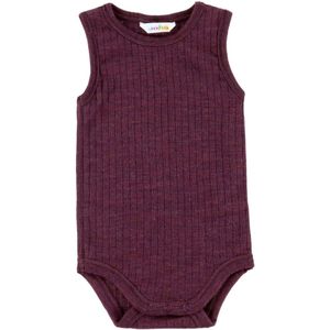 Joha Romper mouwloos - Wol - Rib - Pruim - Joha - 50 - Romper Mouwloos