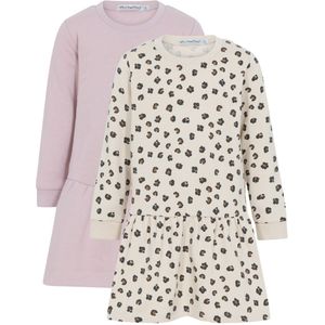 Minymo Jurk - 2-pack - Violet Ice/Creme m. Leopard - Minymo - 1 jaar (80) - Jurk