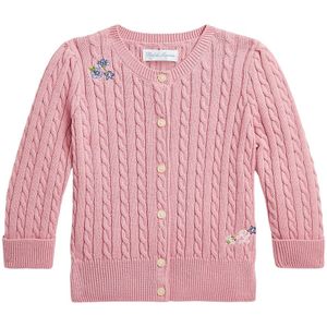 Polo Ralph Lauren Cardigan - Gebreid - Gekietelde Roze m. Bloeme - Polo Ralph Lauren - 1 jaar (80) - Cardigan
