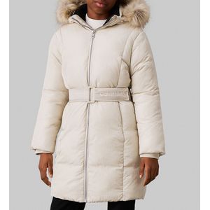 Calvin Klein Gevoerde Jas - Classic+ Gordel - Pelican - Calvin Klein - 16 jaar (176) - Donsjassen
