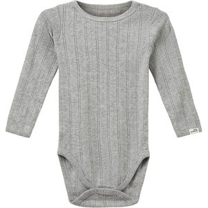 Sofie Schnoor Romper l/s - DicteSB - Grijs Gevlekt m. Pointelle - Sofie Schnoor - 56 - Romper L/S
