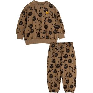 Mini Rodini Baby Set - Kronkelige katten AOP - Brown - Mini Rodini - 56/62 - Joggingbroek